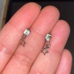 Dainty Star Earrings with a little CZ stone